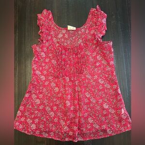 CONVERSE Mafenra Pink Floral Ruffled Tank Top Size Medium